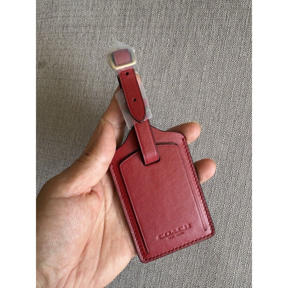 Coach Leather Maroon Red Travel Luggage Tag Gold Hardware NWOT